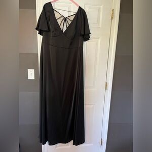 AZAZIE LANI BLACK satin bridesmaid gown
